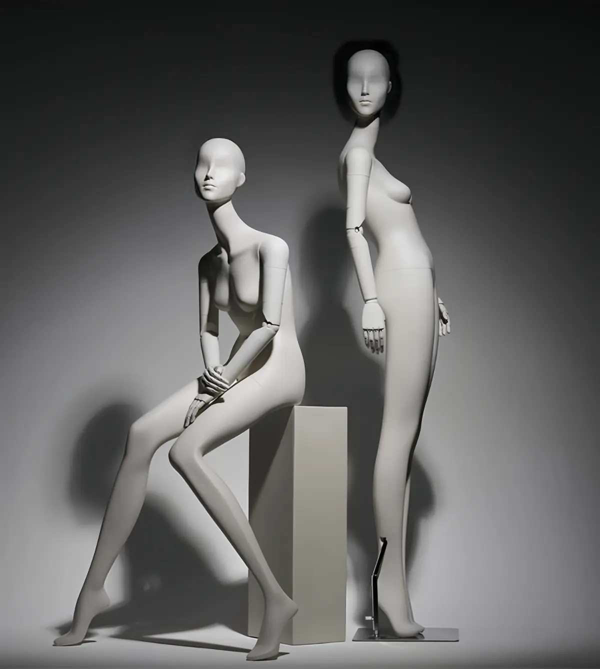 Female mannequin with adjustable arms for visual merchandising, perfect for displaying clothing in storefront windows. Available for wholesale directly from the factory - Morshopfitting (2)